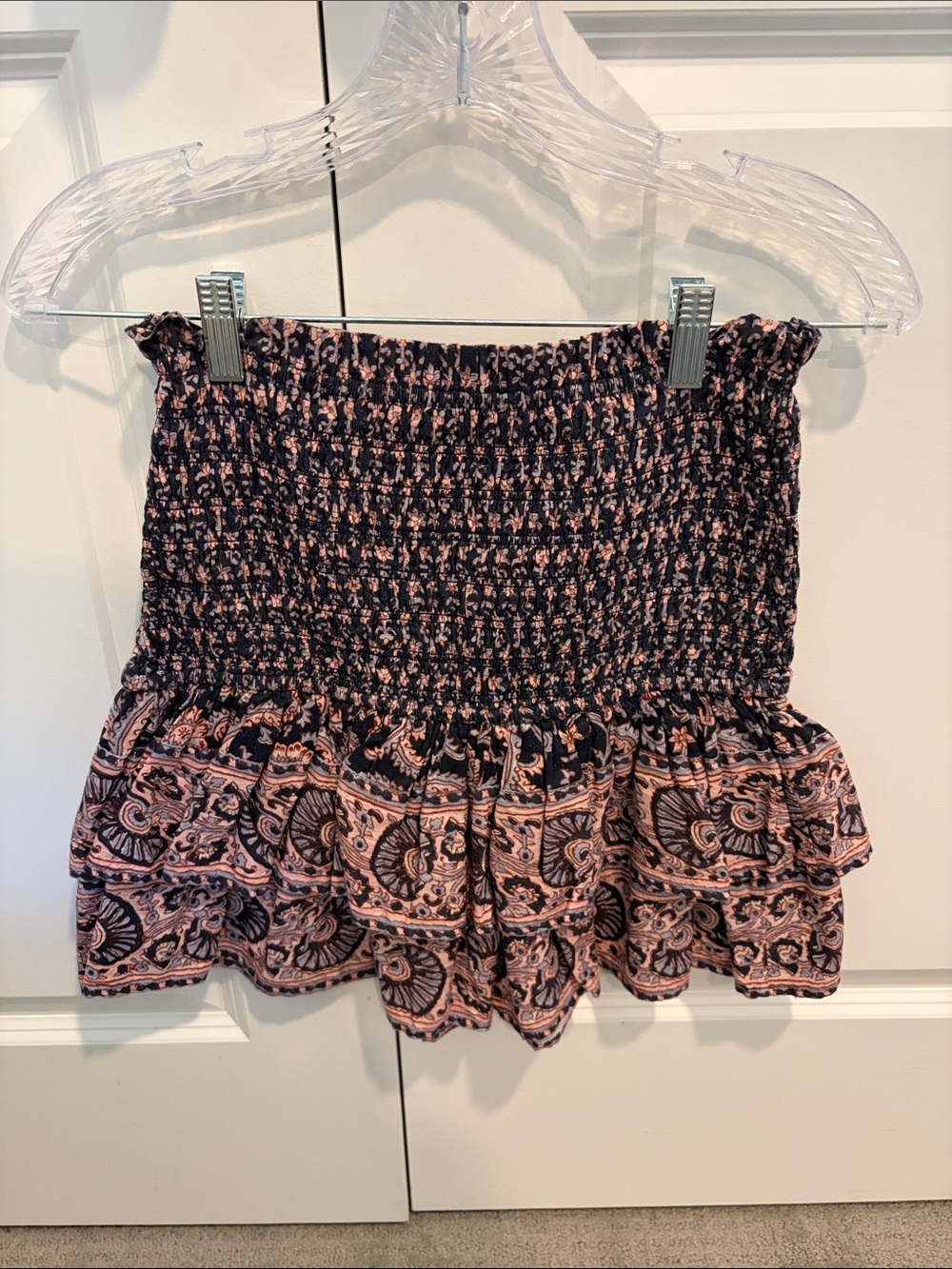 Sea New York Black and Pink Paisley Smocked Skirt
